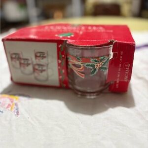 Vintage Holiday Glass Tumbler with Holly Design